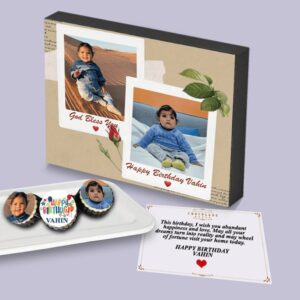 Golden Happy B'day Design Chocolate Wooden Gift Box